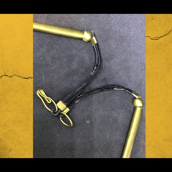 Vintage brass paddle runway bib statement necklace - Picture 9 of 14